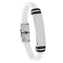 European and American Stainless Steel Simple Bracelet, Light Plate Lettering Leather Woven Bracelet, Men's Bracelet Factory Direct Sales