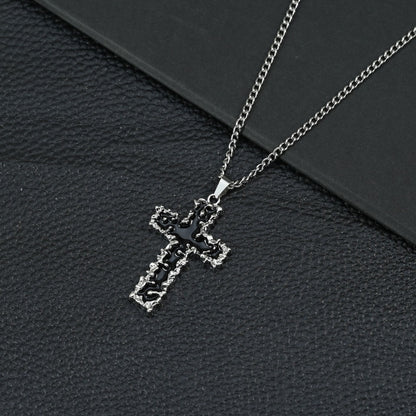 Hip Hop Necklace Jewelry Men's Popular Street Cross Personality Bouncing Alloy Pendant Sweater Chain Wholesale