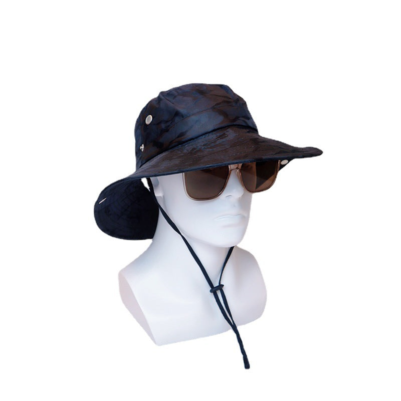 Big Eaves Camouflage Visor Custom Logo Printing Embroidery Spot Outdoor Fishing Climbing Bucket Hat Men's Polyester Material