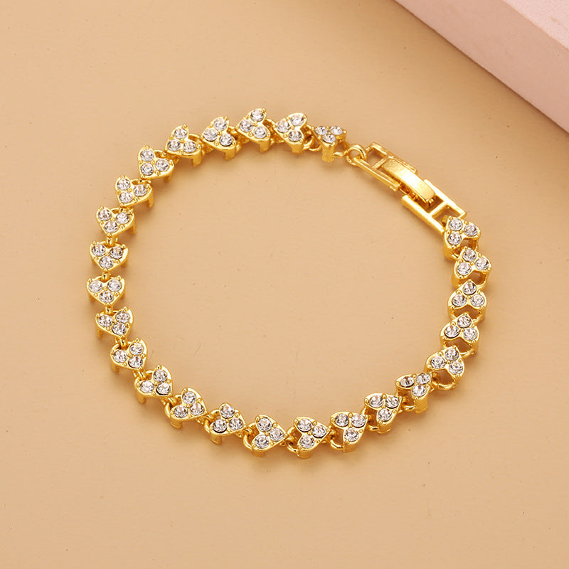 Popular Wish Foreign Trade Europe, America and Rome Bracelet Women's Zircon Crystal New Bracelet Ring Diamond Fashion Jewelry Full of Diamonds
