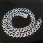 Explosive 15mm Small Flip Hiphop Pink Blue Hip Hop Cuban Chain Quadrilateral Strip Prismatic Men's Necklace