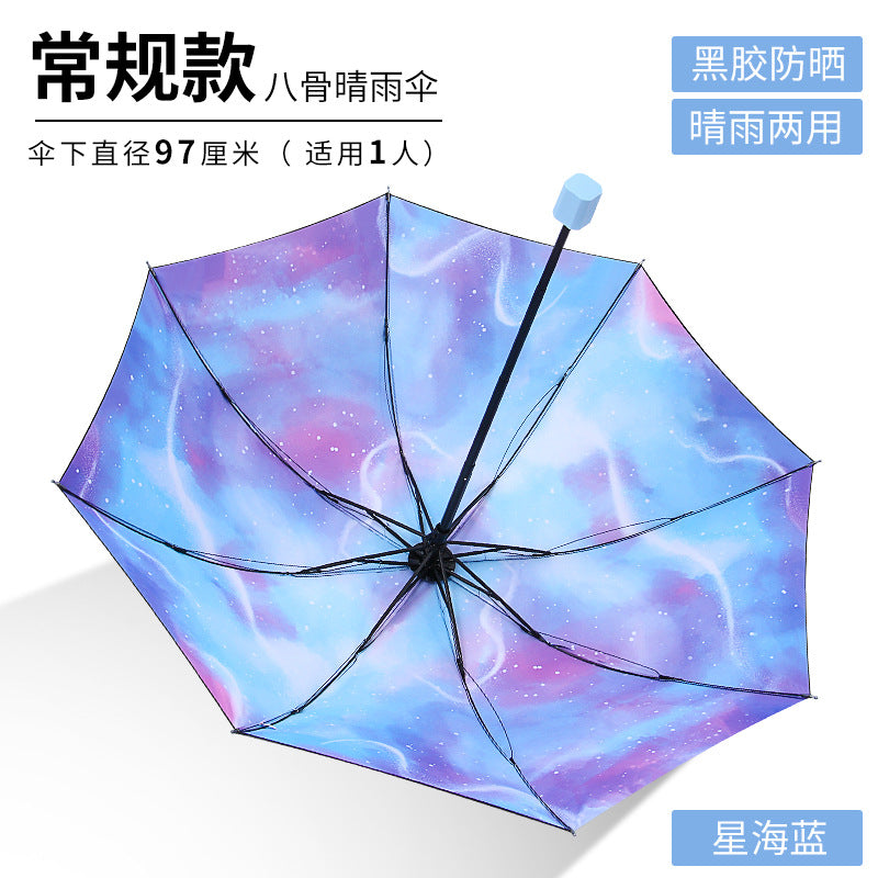 [Special Offer] Manual Vinyl Sunscreen Eye Umbrella UV Protection Women's Three-fold Gift Umbrella Clearance Wholesale
