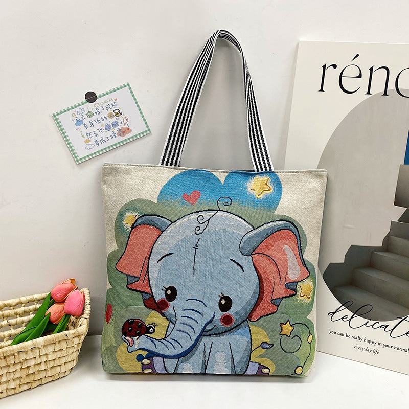 Foreign Trade Ethnic Style Retro Portable Canvas Bag Large Embroidery Shopping Fashion Shoulder Women's Bag New Matai Tote Bag