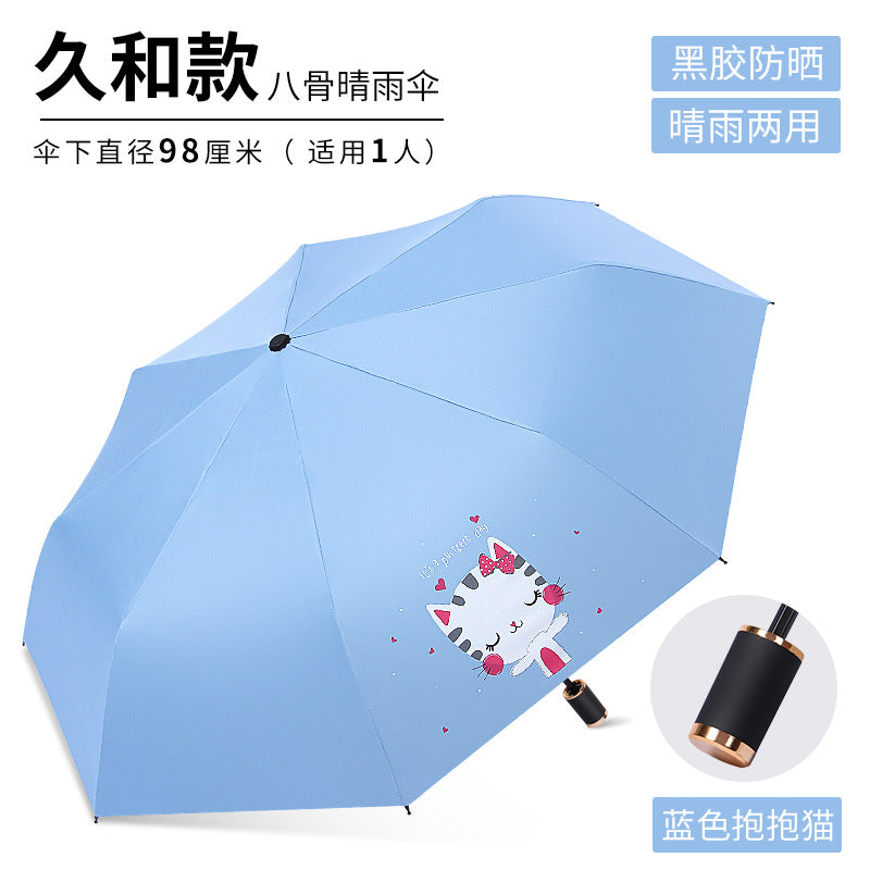 [Special Offer] Manual Vinyl Sunscreen Eye Umbrella UV Protection Women's Three-fold Gift Umbrella Clearance Wholesale