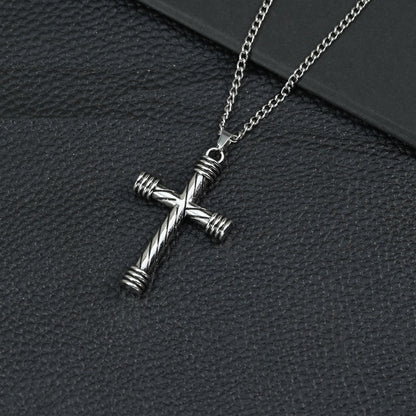 Hip Hop Necklace Jewelry Men's Popular Street Cross Personality Bouncing Alloy Pendant Sweater Chain Wholesale