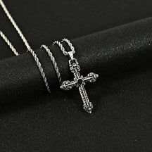Hip Hop Necklace Jewelry Men's Popular Street Cross Personality Bouncing Alloy Pendant Sweater Chain Wholesale