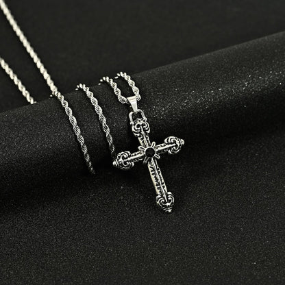 Hip Hop Necklace Jewelry Men's Popular Street Cross Personality Bouncing Alloy Pendant Sweater Chain Wholesale