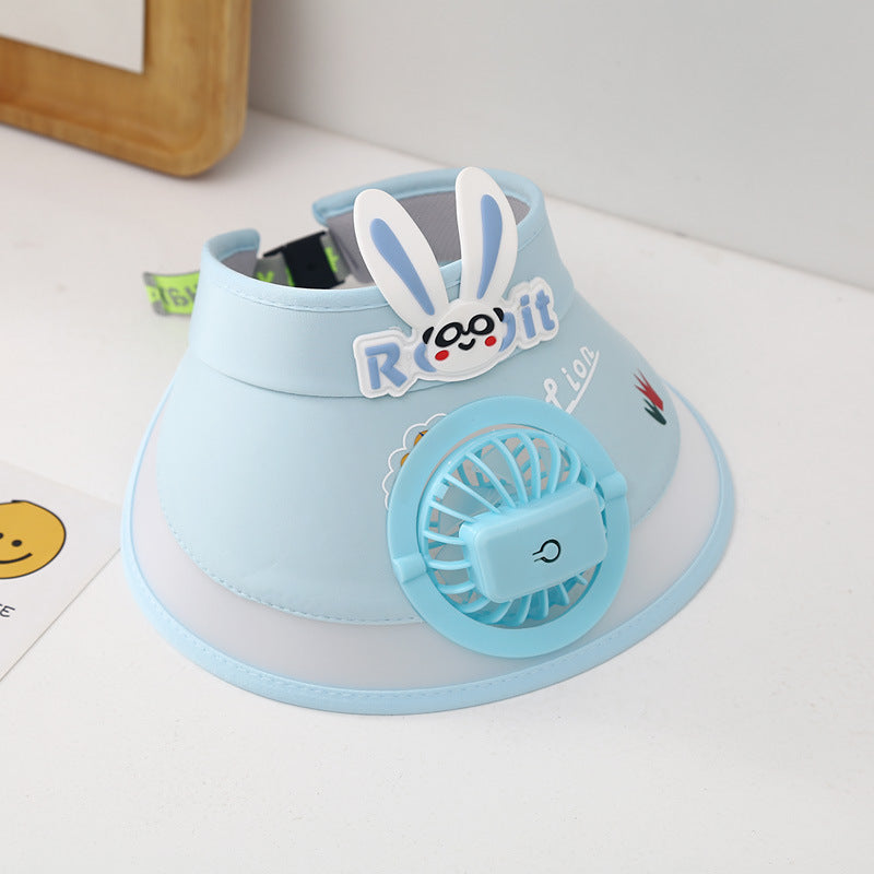 Hot selling Animal Children's Sunscreen Cap Solar Rechargeable Cap New UV Protection Empty Top Sun Hat with Fan