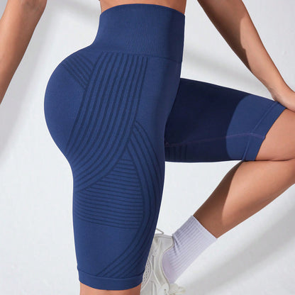 New Seamless Line Yoga Pants Women's Hip-lifting and Thin Bottoming Five-point Pants Tight Running Fitness Pants