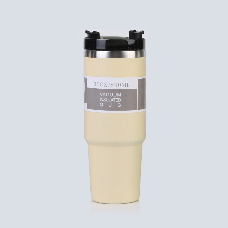 Car Cup 30oz Bingba Cup 304 Stainless Steel Thermos Cup Double Drinking Straw Cup Car Thermal Insulation Cold Cup