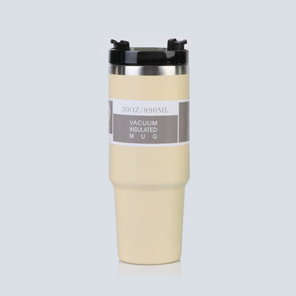 Car Cup 30oz Bingba Cup 304 Stainless Steel Thermos Cup Double Drinking Straw Cup Car Thermal Insulation Cold Cup