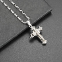 Hip Hop Necklace Jewelry Men's Popular Street Cross Personality Bouncing Alloy Pendant Sweater Chain Wholesale