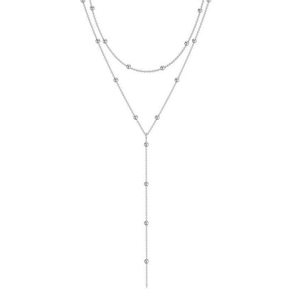 Europe and The United States Cross-border Fashion Simple Geometric Fringed Round Beads Clavicle Multi-layer Temperament Explosion Long Necklace Wholesale