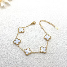 Explosive Lucky Four-leaf Clover Bracelet Titanium Steel Double-sided Fritillary 18K Stainless Steel Korean Version Versatile Factory Direct Sales