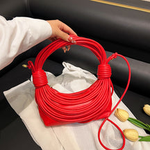 2025 Women's Bag New Cross-border Korean Fashion Knotted Bag Texture Woven Multi-color Popular Messenger Handbag