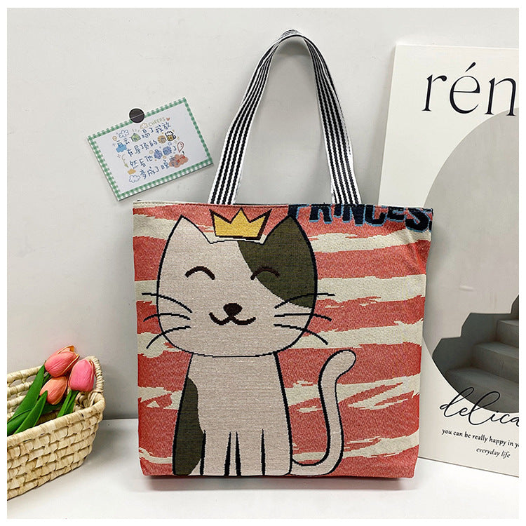 Foreign Trade Ethnic Style Retro Portable Canvas Bag Large Embroidery Shopping Fashion Shoulder Women's Bag New Matai Tote Bag
