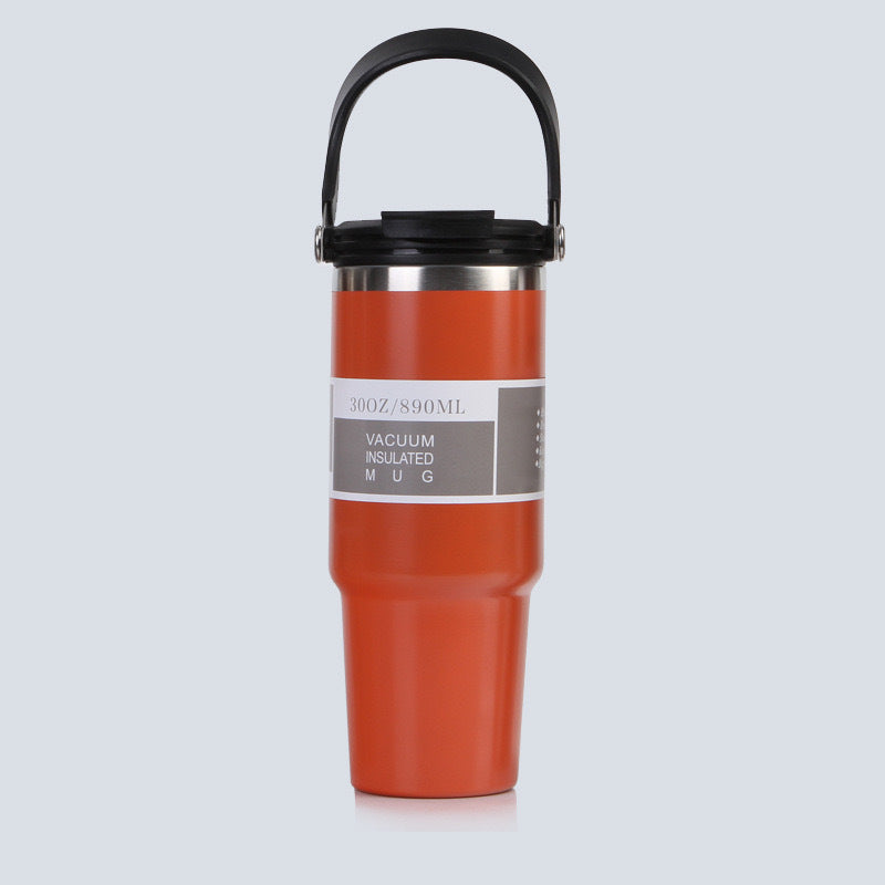 Car Cup 30oz Bingba Cup 304 Stainless Steel Thermos Cup Double Drinking Straw Cup Car Thermal Insulation Cold Cup