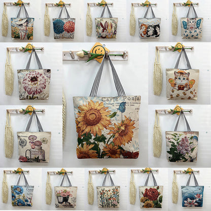 New Gold Silk Single-sided Cloth Bag Foreign Trade Fashion Shoulder Women's Bag Cute Shopping Bag Cross-border Supply Literary Canvas Bag
