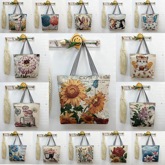 New Gold Silk Single-sided Cloth Bag Foreign Trade Fashion Shoulder Women's Bag Cute Shopping Bag Cross-border Supply Literary Canvas Bag