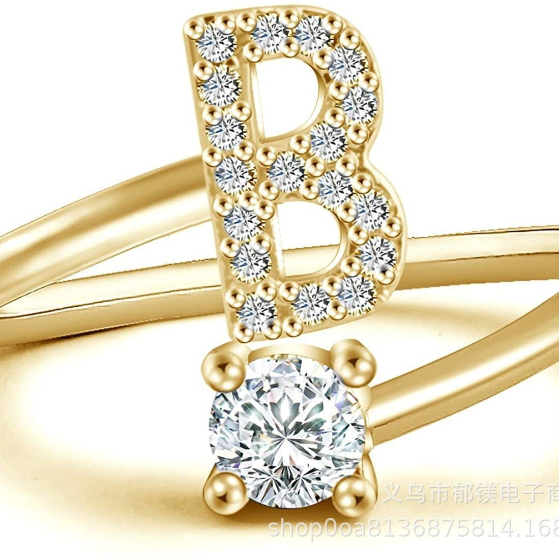 Popular Ring Jewelry, Creative Women's Ring Adjustable Opening Ring 26 Letter Ring Wholesale