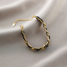 Warm Jian Does Not Fade Cross-border Hot-selling Titanium Steel Bracelet Women's Five-leaf Clover with Diamonds Ins Wind Personality 18K Vacuum Plating
