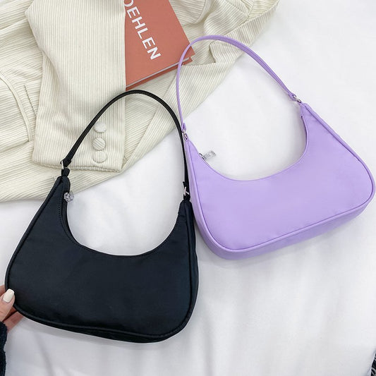 Nylon Messenger Bag Women's New Trendy Dumpling Bag Lightweight Small Satchel Underarm Bag Solid Color Shoulder Women's Bag