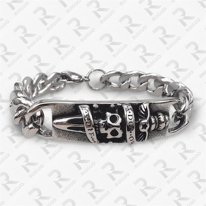 Amazon Vintage Celtic Knot Skull Stainless Steel Cuban Bracelet Cross Punk Men's Jewelry, Popular