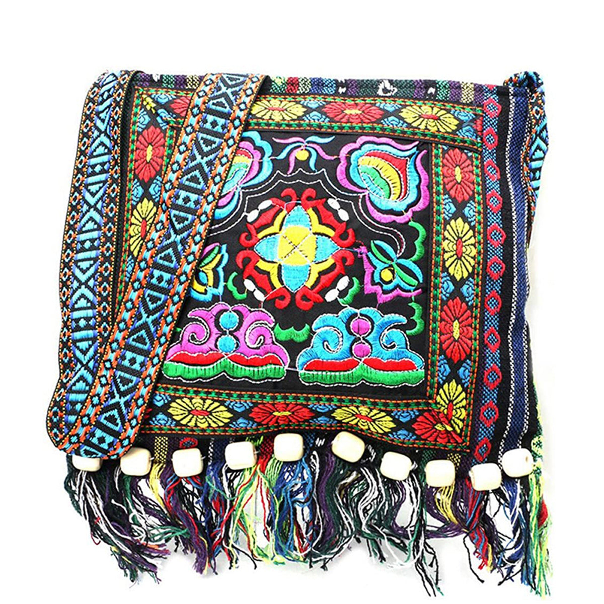 Foreign Trade Cross-border Messenger Bag Embroidered Women's Bag Ethnic Style Bag Versatile Messenger Bohemian Embroidered Fringed Hanfu Bag