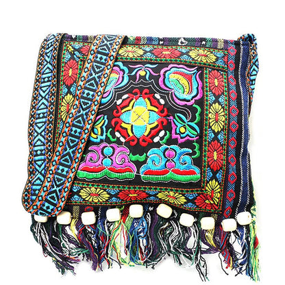 Foreign Trade Cross-border Messenger Bag Embroidered Women's Bag Ethnic Style Bag Versatile Messenger Bohemian Embroidered Fringed Hanfu Bag