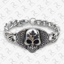 Amazon Vintage Celtic Knot Skull Stainless Steel Cuban Bracelet Cross Punk Men's Jewelry, Popular