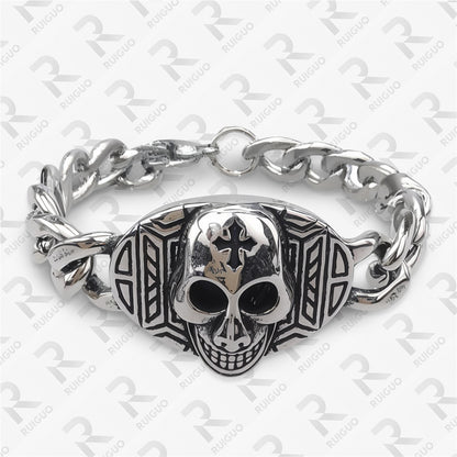Amazon Vintage Celtic Knot Skull Stainless Steel Cuban Bracelet Cross Punk Men's Jewelry, Popular