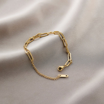 Warm Jian Does Not Fade Cross-border Hot-selling Titanium Steel Bracelet Women's Five-leaf Clover with Diamonds Ins Wind Personality 18K Vacuum Plating