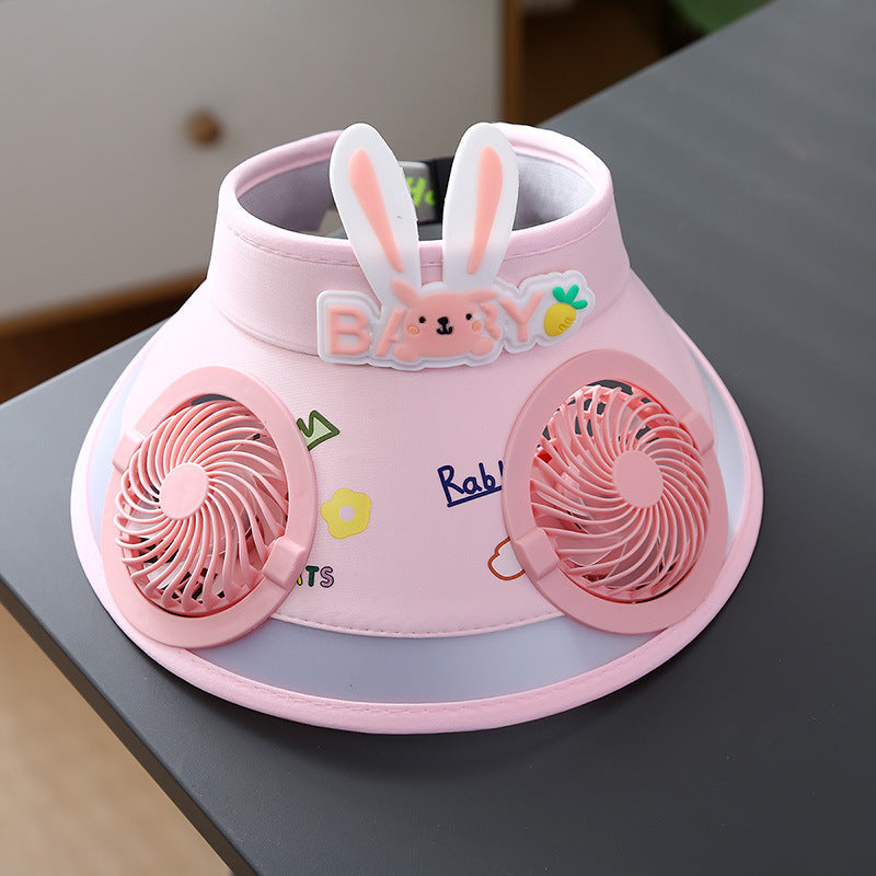 Hot selling Animal Children's Sunscreen Cap Solar Rechargeable Cap New UV Protection Empty Top Sun Hat with Fan
