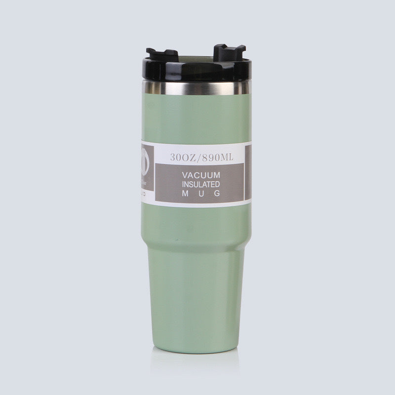 Car Cup 30oz Bingba Cup 304 Stainless Steel Thermos Cup Double Drinking Straw Cup Car Thermal Insulation Cold Cup