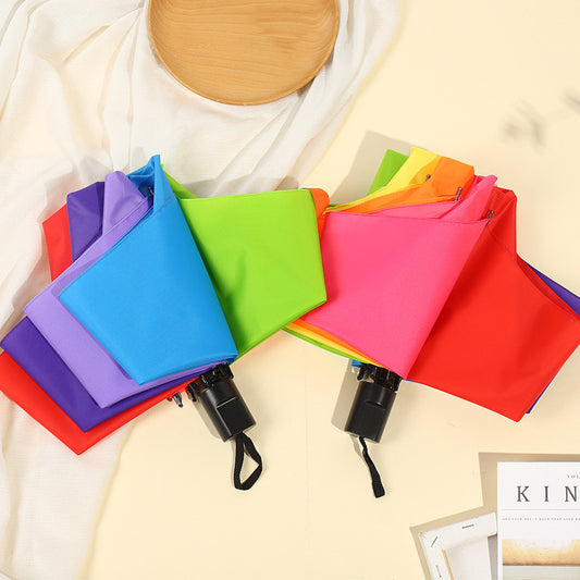 Cross-border Hand-opened Folding Rainbow Umbrella Wholesale Stall Umbrella Men and Women Promotional Umbrella Umbrella Custom Logo Advertising Umbrella