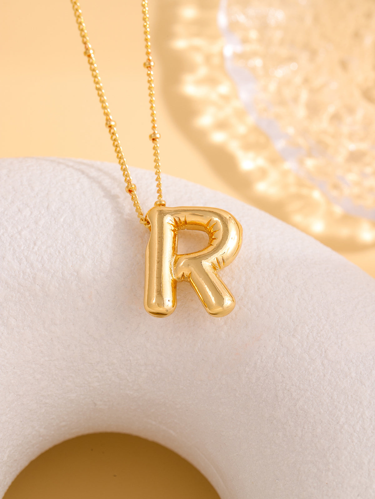 Hot-selling Balloon Glossy Letter Necklace Chubby Pendant European and American Fashion Simple Collarbone Chain