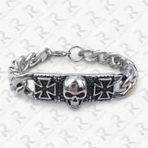 Amazon Vintage Celtic Knot Skull Stainless Steel Cuban Bracelet Cross Punk Men's Jewelry, Popular