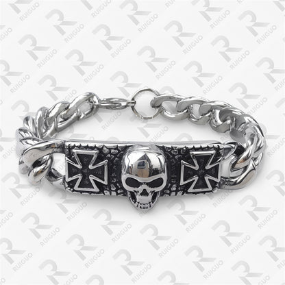 Amazon Vintage Celtic Knot Skull Stainless Steel Cuban Bracelet Cross Punk Men's Jewelry, Popular