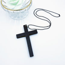 Hot-selling European and American Fashion Cross Necklaces, Wooden Simple and Versatile Sweater Chain Accessories, Spot Wholesale
