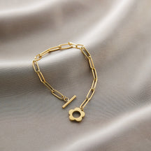 Warm Jian Does Not Fade Cross-border Hot-selling Titanium Steel Bracelet Women's Five-leaf Clover with Diamonds Ins Wind Personality 18K Vacuum Plating