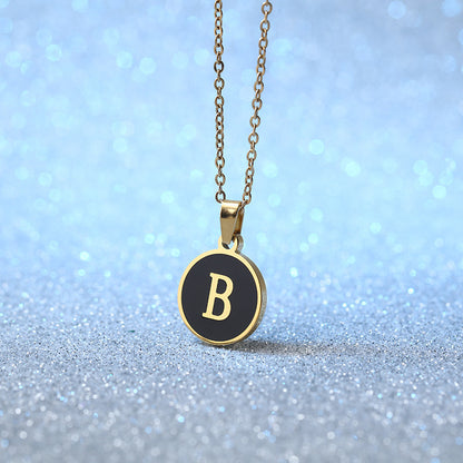 Foreign Trade Hot-selling Ins Wind Simple Alloy, English Letter Necklace Pendant Round Item Pendant 26 Letter Necklace