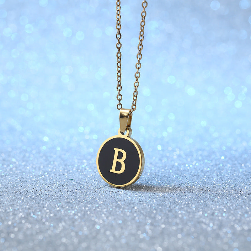 Foreign Trade Hot-selling Ins Wind Simple Alloy, English Letter Necklace Pendant Round Item Pendant 26 Letter Necklace