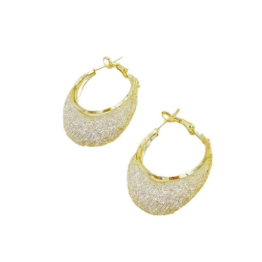 XP17 Exquisite Super Flash Mesh Yarn Zircon Earrings Women's Ins Trendy Light Luxury Niche High-end Design Pendant Stud Earrings