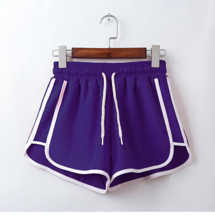 New Sports Shorts Women's European, American and Foreign Trade Home Leisure Solid Color Beach Pants Large Size Running Yoga Shorts