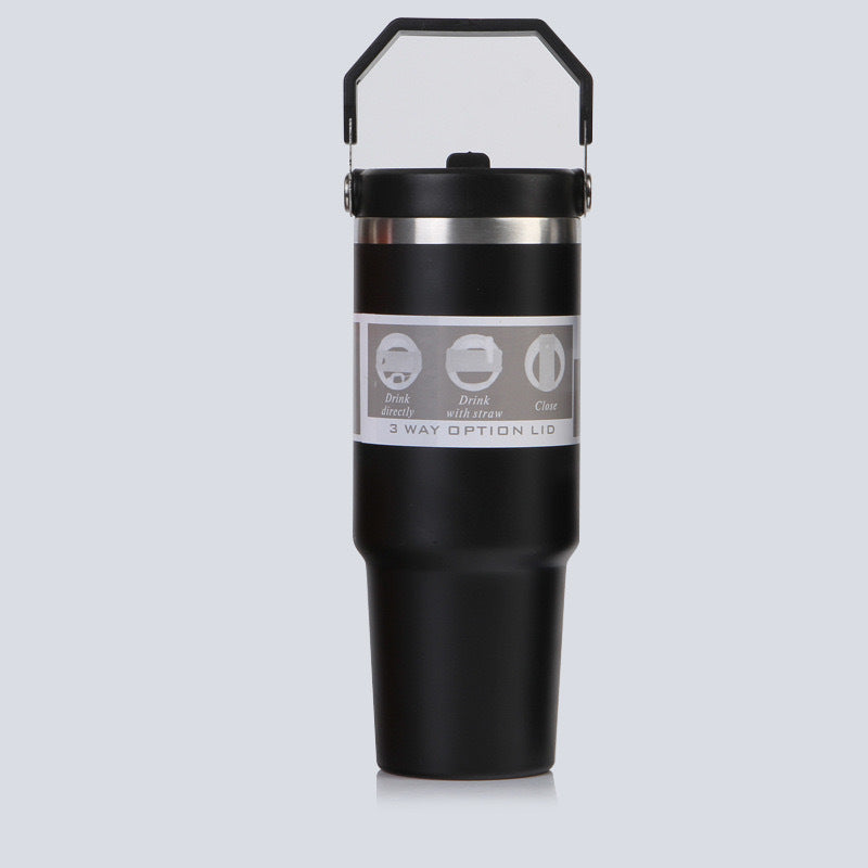 Car Cup 30oz Bingba Cup 304 Stainless Steel Thermos Cup Double Drinking Straw Cup Car Thermal Insulation Cold Cup