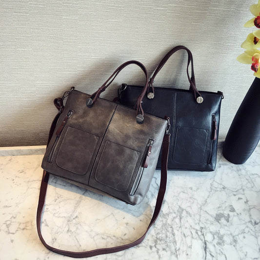 European and American Foreign Trade New Women's Bags Large Bags Simple and Fashionable Women's Handbags Retro Shoulder Messenger Bags