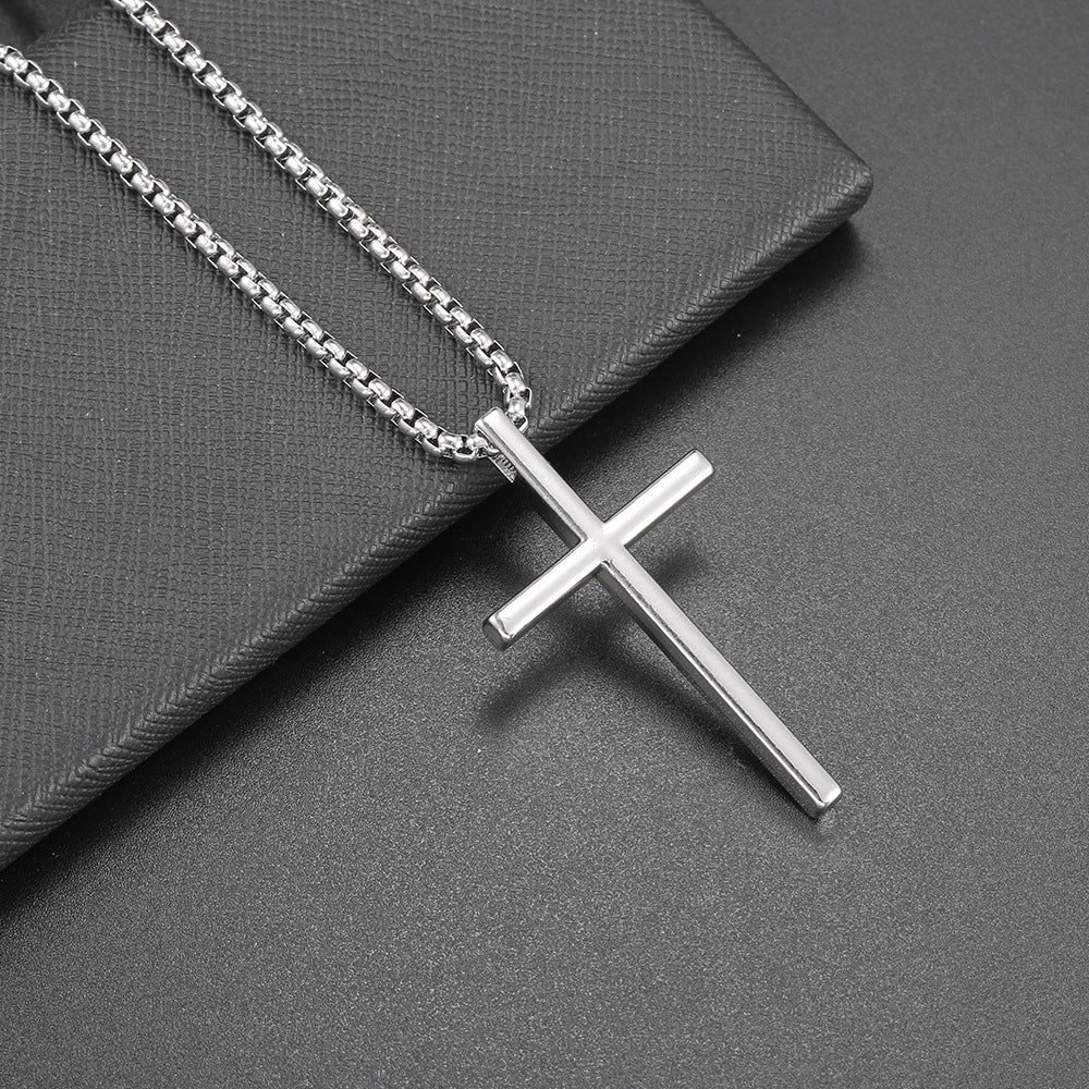 Hip Hop Necklace Jewelry Men's Popular Street Cross Personality Bouncing Alloy Pendant Sweater Chain Wholesale