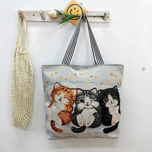 New Gold Silk Single-sided Cloth Bag Foreign Trade Fashion Shoulder Women's Bag Cute Shopping Bag Cross-border Supply Literary Canvas Bag