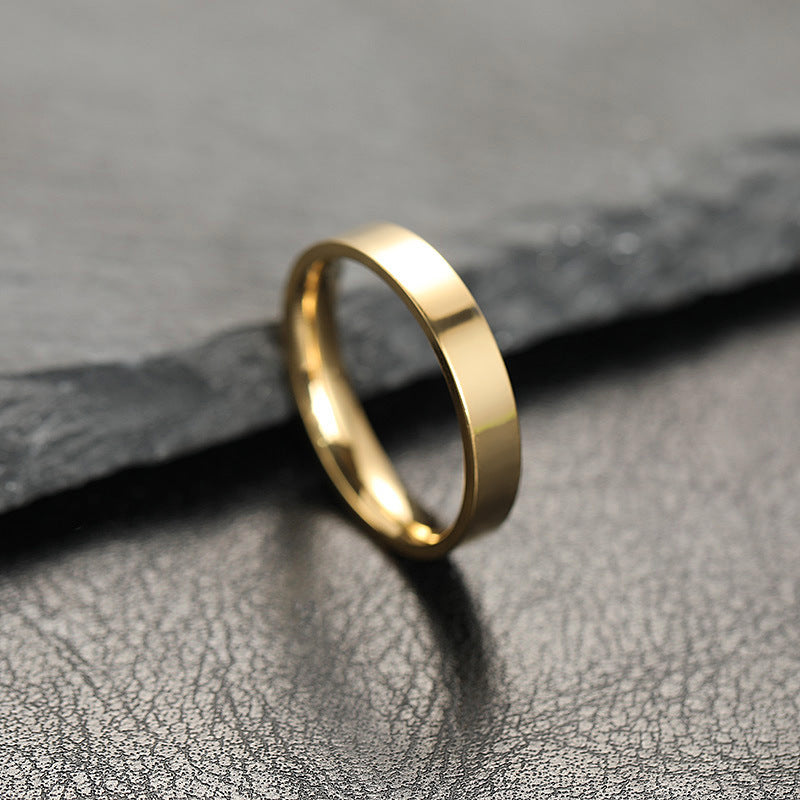 Hot-selling ring women's non-fading niche design 4mm bright surface, plain ring stainless steel jewelry couple ring
