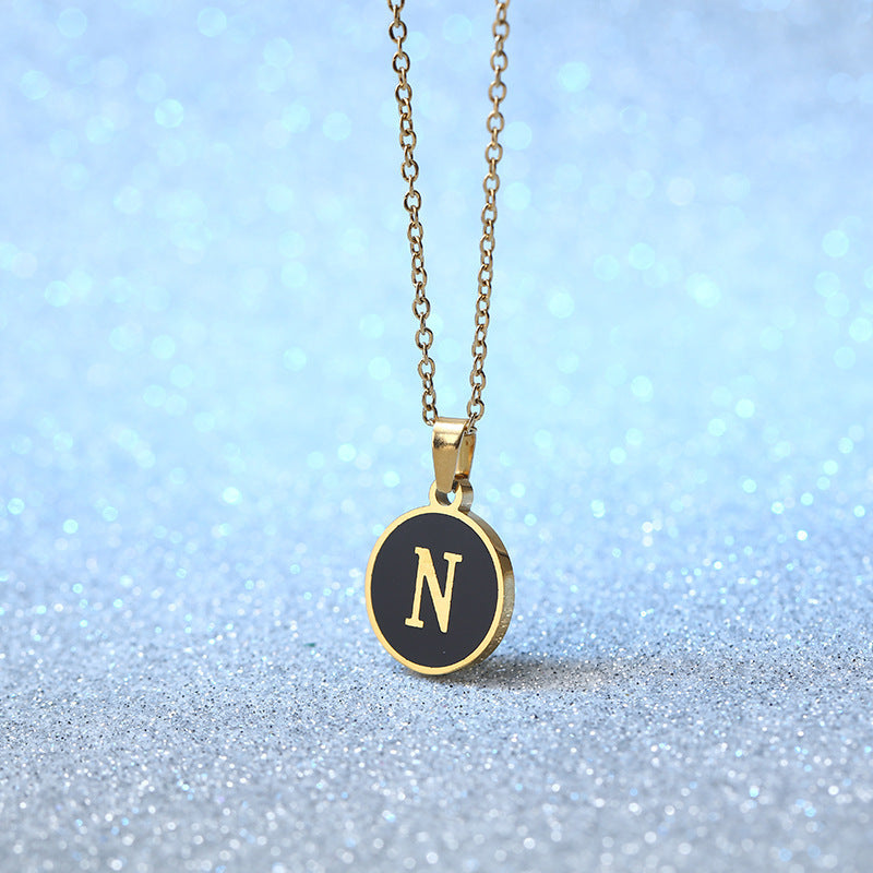 Foreign Trade Hot-selling Ins Wind Simple Alloy, English Letter Necklace Pendant Round Item Pendant 26 Letter Necklace